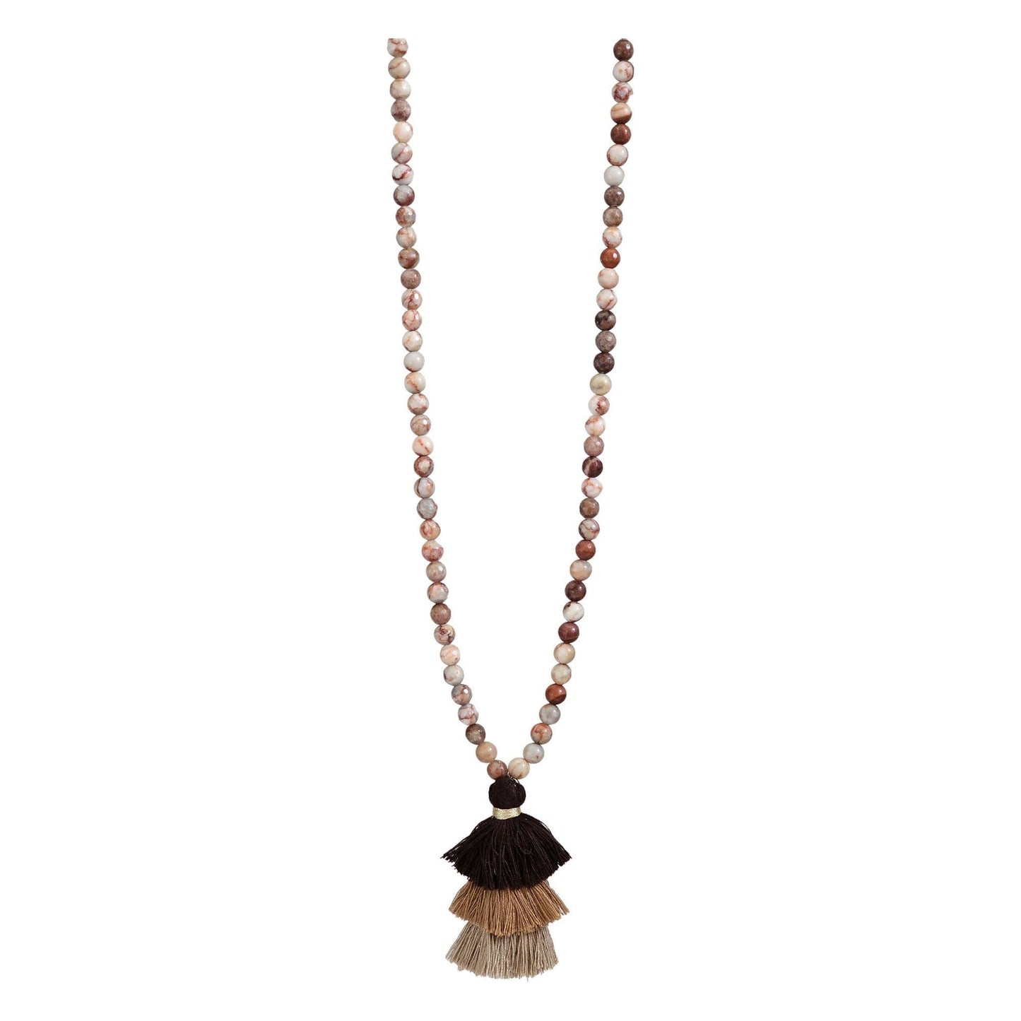 Brown Tiered Tassel Necklace Necklaces Alice Jewel   